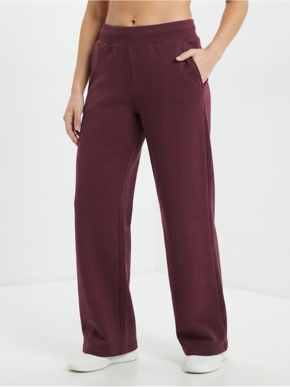 Athletic Works Marled Wide-Leg Joggers Sweatpants in Wine Burgundy Size M 8-10